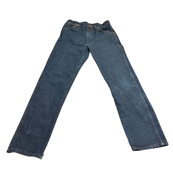 Men's Wrangler 13MWZ Dark Wash Jeans 31x34 100% Cotton Good Condition - Picture 1 of 8